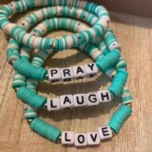Pray Laugh Love 4 Heishi Bracelet Set